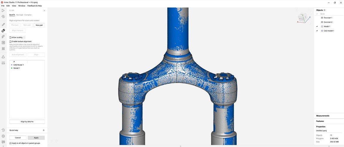 适合质检的扫描至CAD